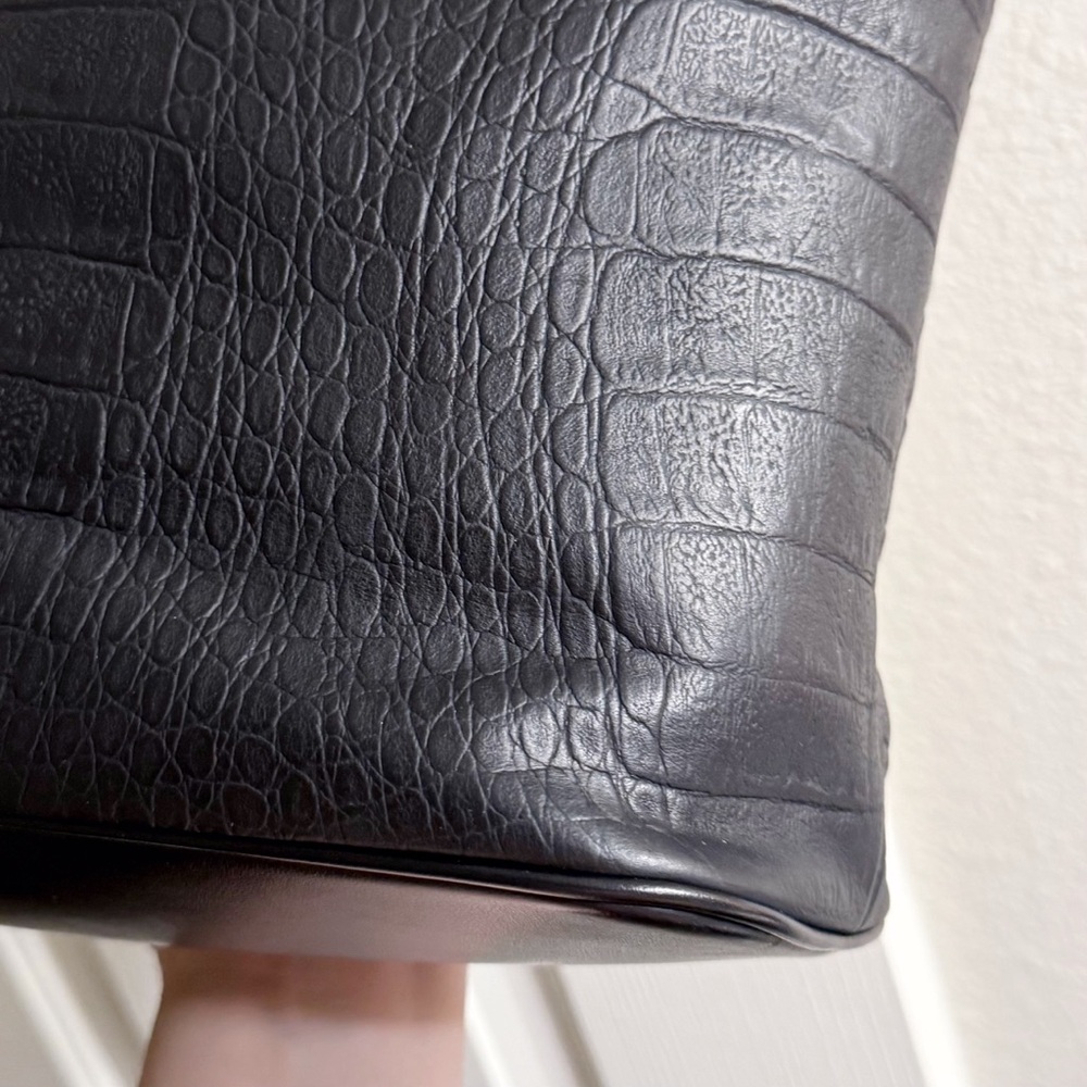 SAINT LAURENT Large Black Croc-Effect Leather Shopping Tote / Shoulder Bag - Picture 7 of 12